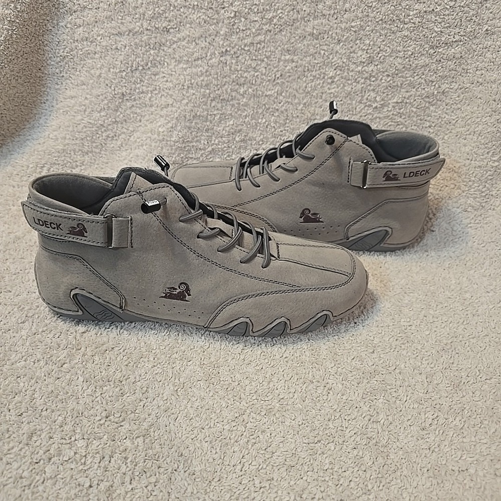LDeck Italian Handmade Suede Luxury High Top Shoes Mens Sz‎ 39 Gray Loafers